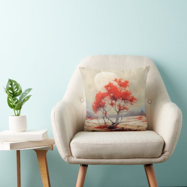 Coussin Paysage d'arbre rouge (Chaise)