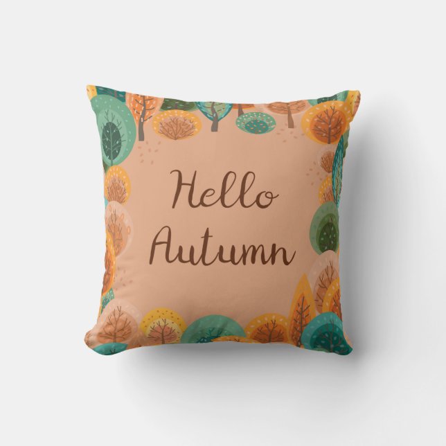 Coussin Paysage d'automne avec abstrait plat dessiné à la  (Recto)