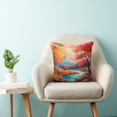 Coussin Paysage d'automne serein avec rivière (Chaise)
