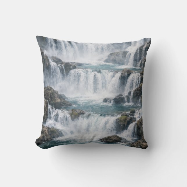 Coussin Paysage de cascade brumeuse (Recto)