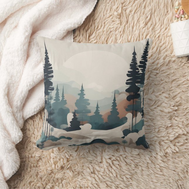 Coussin Paysage de la forêt de Boho (Couverture)