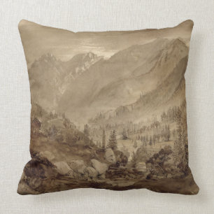 Coussin Paysage de montagne, Macugnaga, 1845 (stylo et
