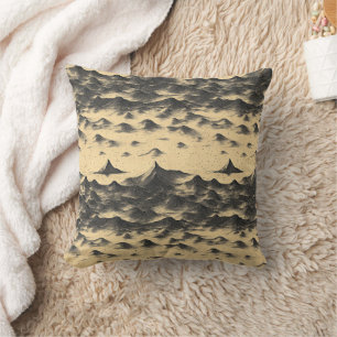Coussin Paysage de montagnes aux nuages vintage (10)