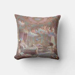 Coussin Paysage de palais rêvé Murale rococo revival psych