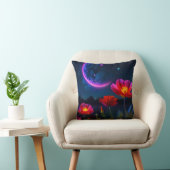 Coussin Paysage de pavot psychédélique avec lune (Chaise)