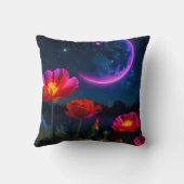 Coussin Paysage de pavot psychédélique avec lune (Verso)