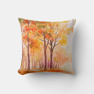 Coussin Paysage de peinture à l'huile - forêt d'automne co