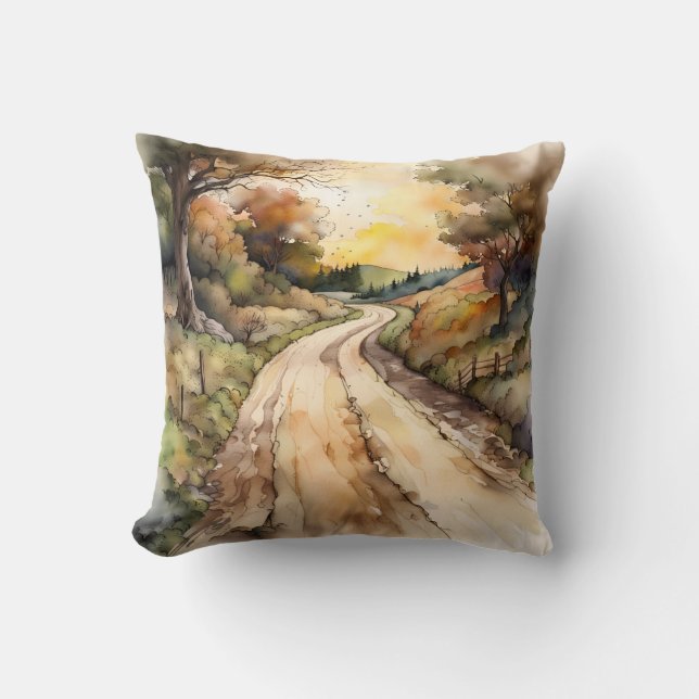 Coussin Paysage de Sunset Country Road (Recto)