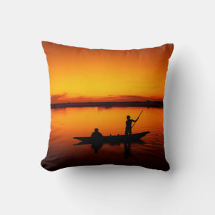 Coussin Paysage du coucher de soleil avec un bateau-68465