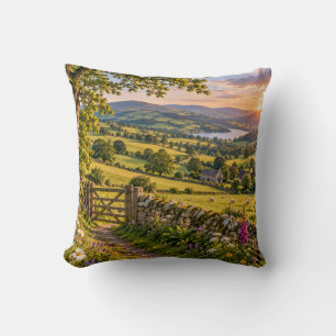 Coussin Paysage du coucher de soleil dans les Yorkshire Da