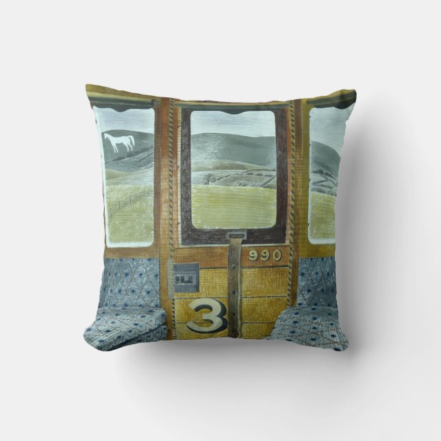 Coussin Paysage du train (par Eric Ravilious) (Recto)