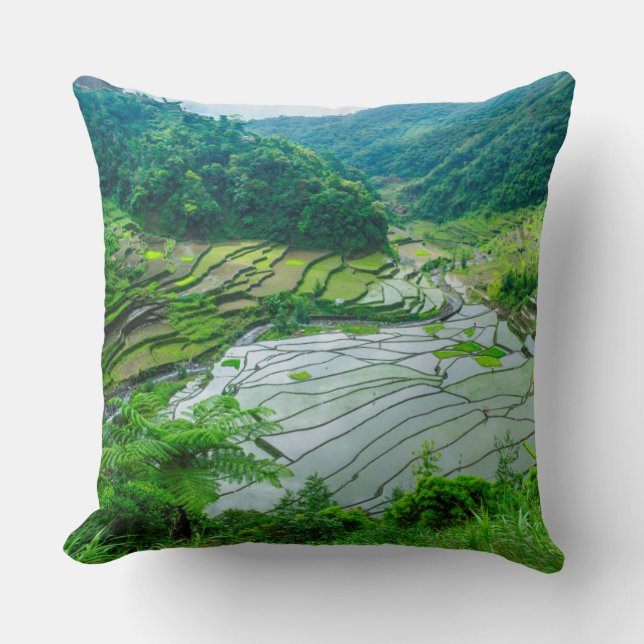 Coussin Paysage en terrasse sur le riz, Philippines (Recto)