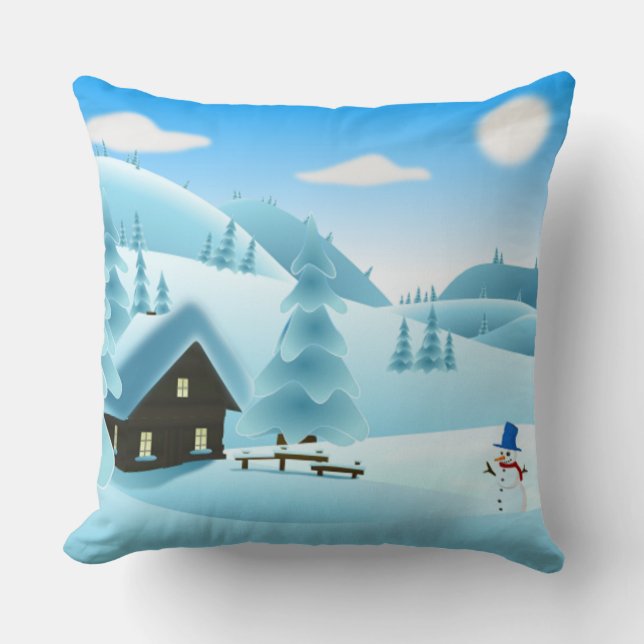 COUSSIN PAYSAGE HIVER "HAPPY HOLIDAYS" (Recto)