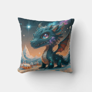 Coussin Paysage hivernal de Chibi Dragon mystique