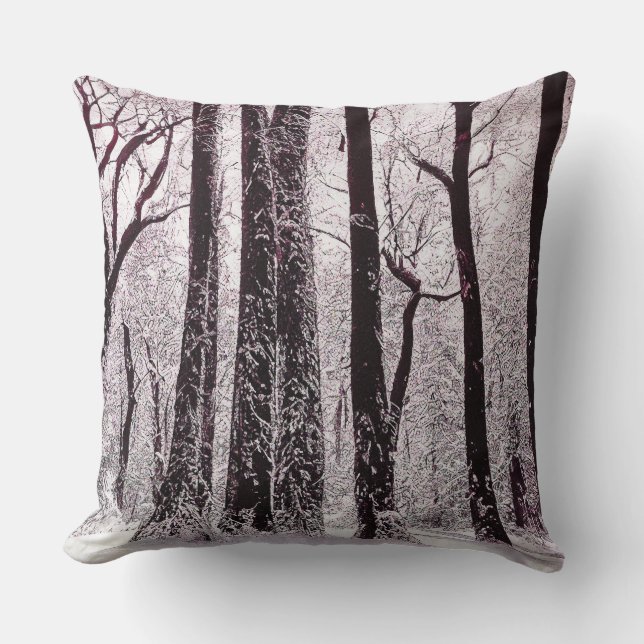 Coussin PAYSAGE Hivernal enneigé des BOIS de la FORÊT (Recto)