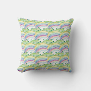 Coussin Paysage idyllique aquarelle peinture avec arbres