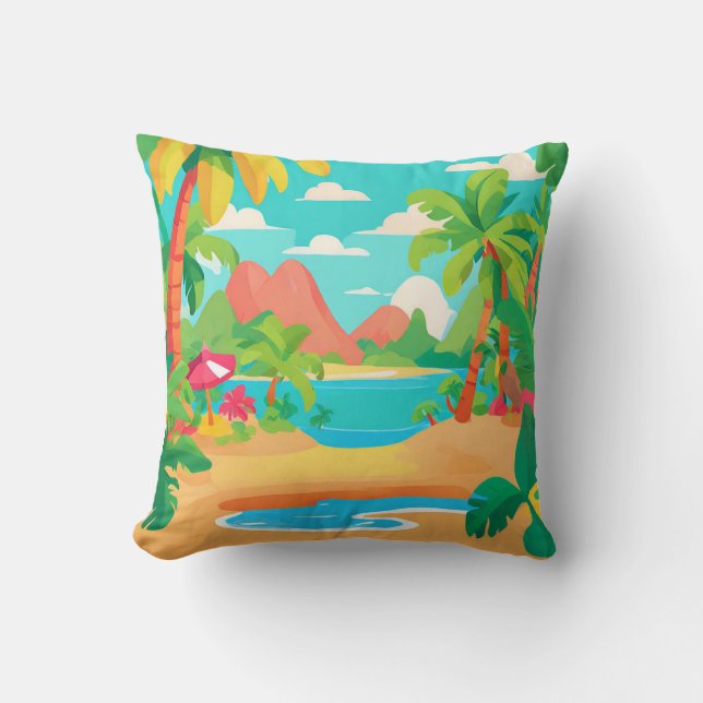 Coussin Paysage île tropicale Lancer l'oreiller (Recto)