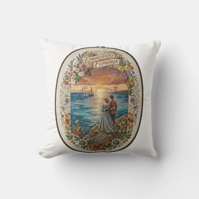 Coussin Paysage marin romantique (Recto)