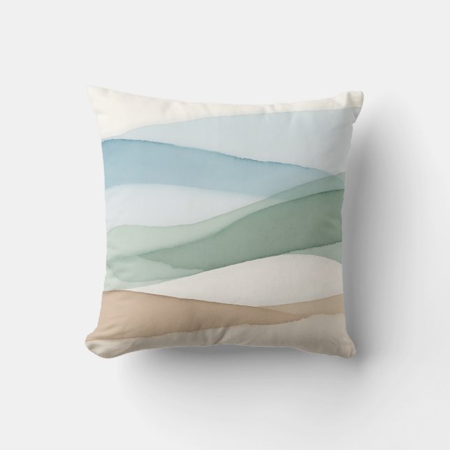 Coussin Paysage minimaliste bleu beige (Recto)