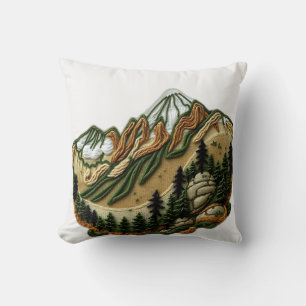 Coussin Paysage montagnard brodé