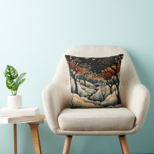 Coussin Paysage nocturne d'hiver