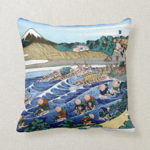 Coussin Paysage oriental frais de vue de Hokusai Fuji de