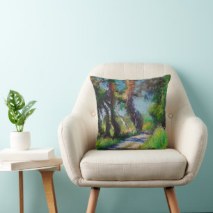 Coussin Paysage Pastel d'Oliveraie Ensoleillée