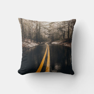 COUSSIN PAYSAGE PHOTO DE ASPHALT ROAD LORS DE LA PLUIE