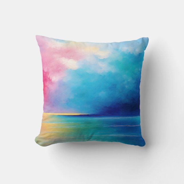 Coussin Paysage rose et bleu du Tarfarran (Recto)