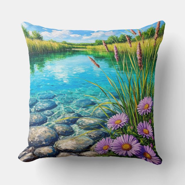 Coussin Paysage serein avec lac clair (Recto)