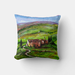 COUSSIN PAYSAGE TOSCANE AUX COLLINES VERTES