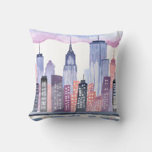 Coussin Paysage urbain à l'aquarelle