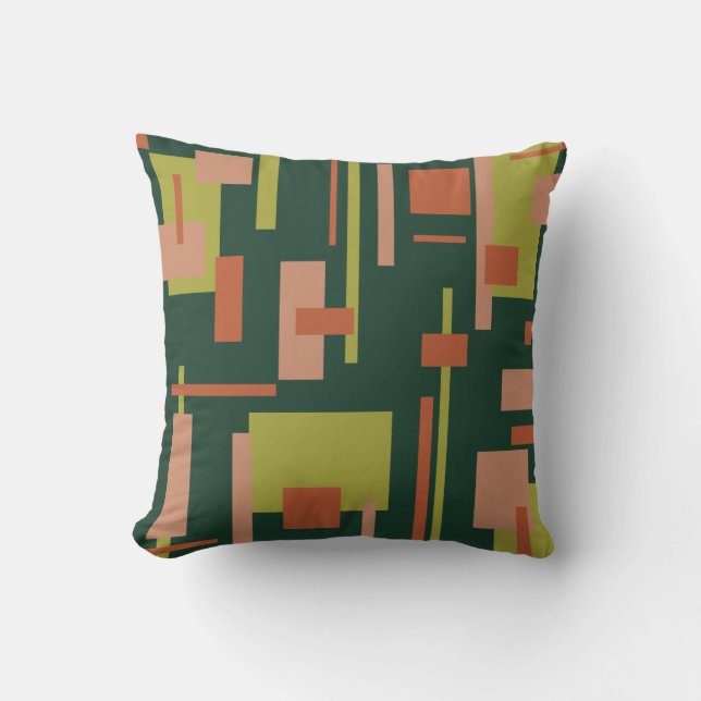 Coussin Paysage urbain abstrait moderne du milieu du siècl (Recto)