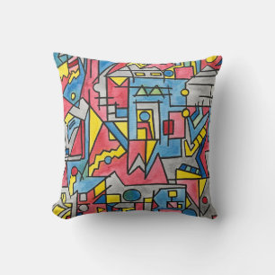Coussin Paysage urbain - Aquarelle géométrique moderne pei