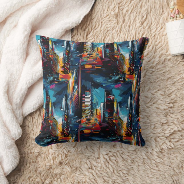 Coussin Paysage urbain cyberpunk abstrait (3) (Couverture)