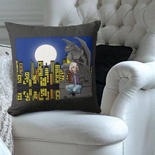 Coussin Paysage urbain de fantasy urbaine de gargouille