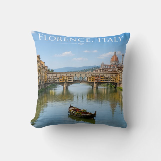 Coussin Paysage urbain romantique du Ponte Vecchio (Recto)