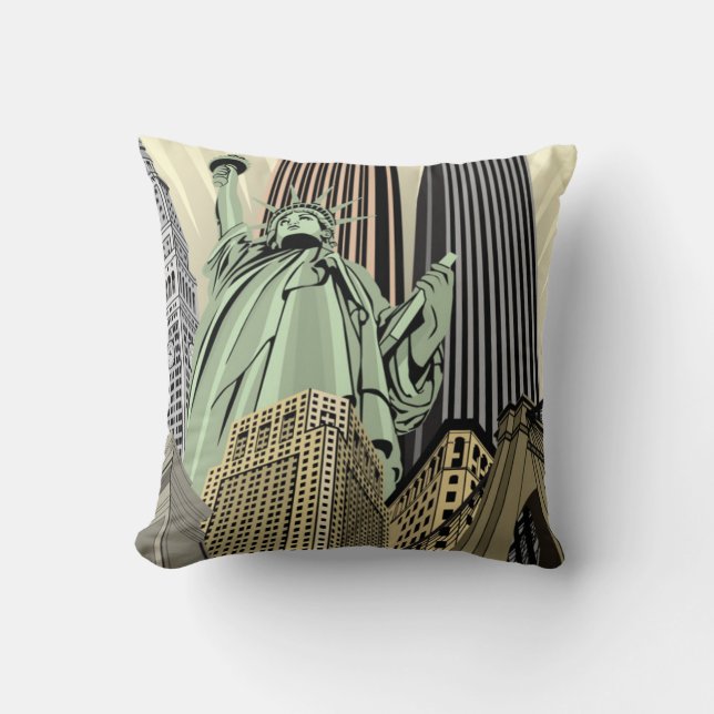 Coussin Paysage urbain stylisé superbe NYC (Recto)
