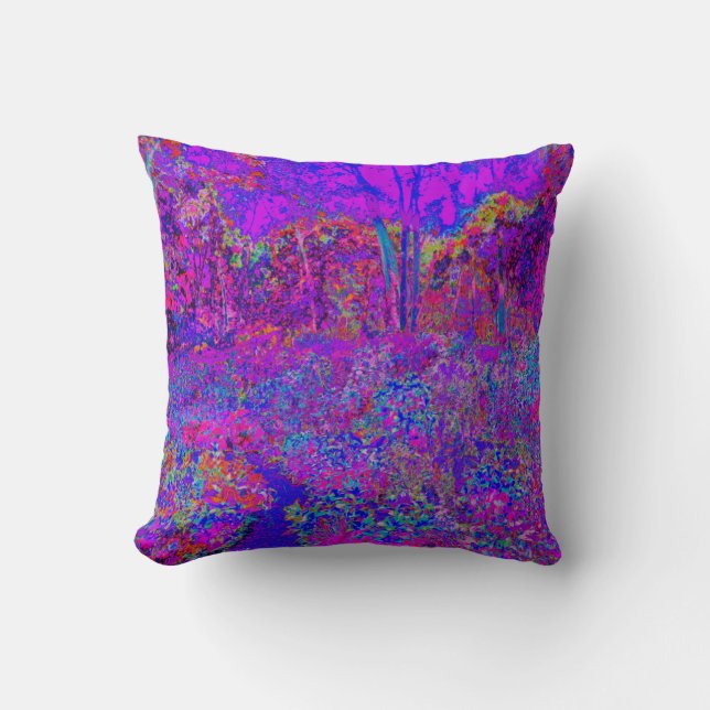 Coussin Paysage Violet Impressionniste Psychédélique (Recto)
