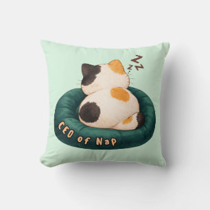 Coussin "PDG de Nap" Chat dormant sur le canapé