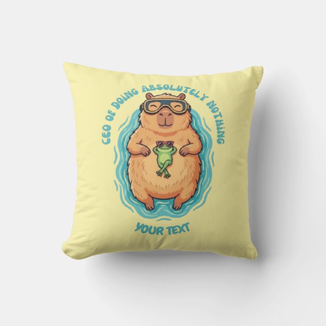 Coussin PDG drôle de Capybara de Faire Rien sur mesure (Recto)