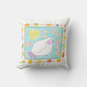 Coussin Peace Dove with flowers pillow