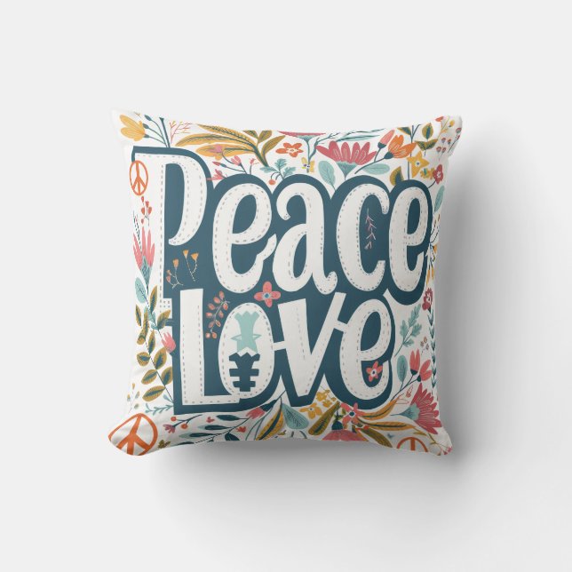 Coussin Peace Love Floral (Recto)