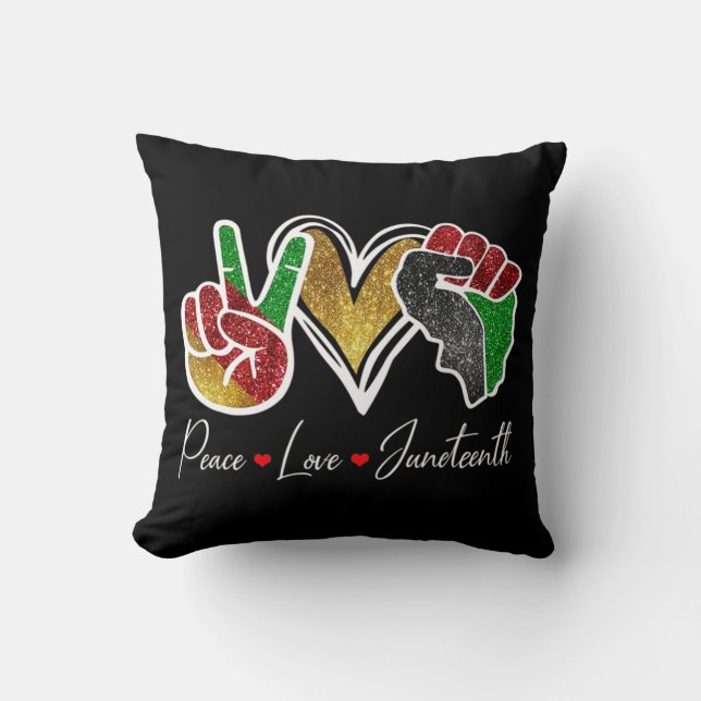 Coussin Peace Love Junetten Black Pride Freedom 4th Of J (Recto)