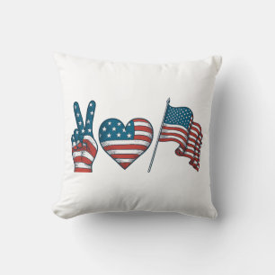 Coussin Peace Love Stars and Stripes