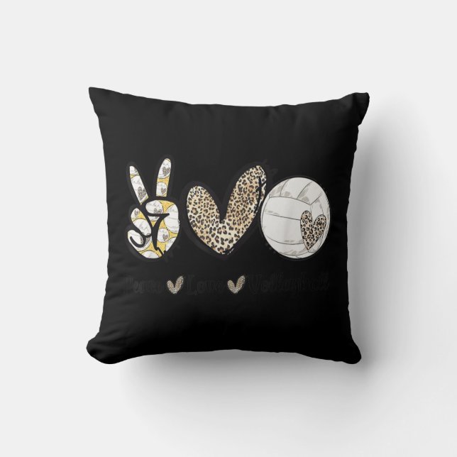 Coussin Peace Love Volleyball Maman Empreinte de léopard C (Recto)