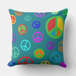 Coussin PEACE - motif plat multicolore + votre backgr.