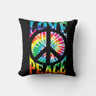 Coussin Peace Sign Love 60S Les années 70 Tie Dye Hippie C
