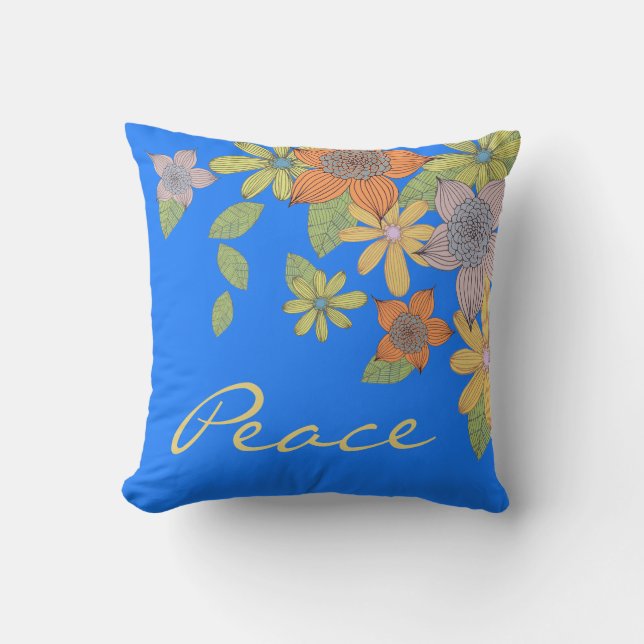 Coussin Peace Vintage Floral Design (Recto)
