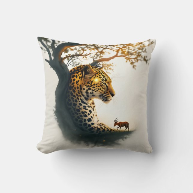 Coussin Peaceful Leopard and Duiker with Zen New Beginning (Recto)